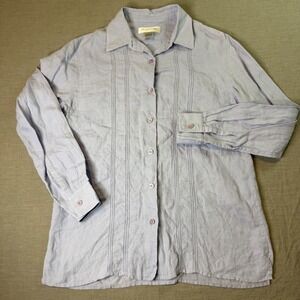 Brooks Brothers Button Up Shirt Womens 2 Purple 100% Irish Linen Blouse EUC